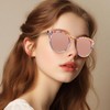 CARFIA Pink Mirrored Acetate Cat Eye Sunglasses for Women Polarized