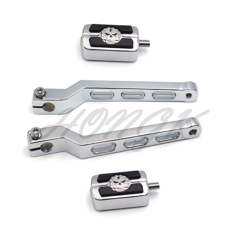 HONGK- Chrome Aluminum Heel/Toe Shift Levers with Skull Shifter Pegs