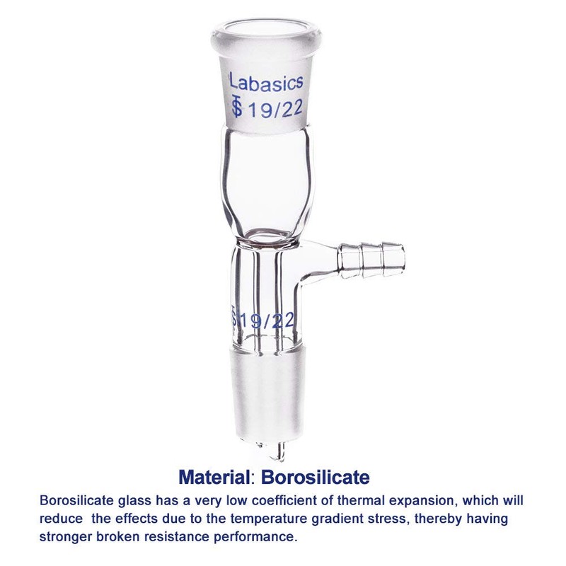 Labasics Glass Vacuum Take Off Adapter, Straight, Short Stem with