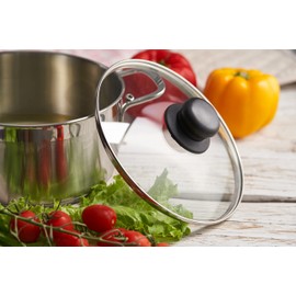 Pullmer Glass Lid with Steam Vent, Pan Lid or Pot Lid, Tempered Glass and Heat Resistant Handle, Universal Lid, Dishwasher Safe (20cm)