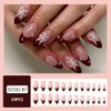 Red French Tip Press On Nails Almond Medium Bow Fake