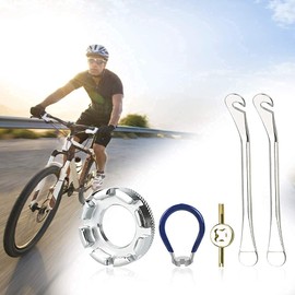 LYTIVAGEN 5 PCS Bike Spoke Wrench Kit Bicycle Wheel Wrench with Bicycle Spoke Tool Bike Tyre Lever Valve Remover Forged Steel Bike Rim Correct Tool for Repairing 10-15G Bicycle Spokes
