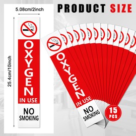 Kingdder 15 Pcs Oxygen in Use Magnetic Sign 10"x2" Large No Smoking Safety Tags Labels for Home Hospitals Clinics Nursing Room Laboratories Door Display, Magnetic Surface PVC Coating (Classic)