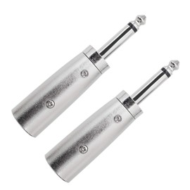 Create idea 2x 3 Pins XLR to 1/4Inch Adapters, XLR Male Socket to 6.35mm Male Jack Mono Plug Conversion Connectors Silver for Microphone Audio