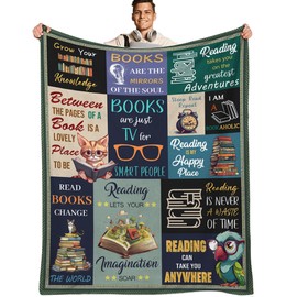 Fiwbnasz Book Lovers Gifts Women, Librarian Gifts for Women, Book Club Gifts for Women Kids Ideas, Book Blanket Reading Blanket for Book Lovers (50x60in)