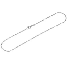NKlaus Anklet 925 Sterling Silver 26 cm Figaro Curb Chain Round Women's Anklet 12544, Sterling Silver, No gemstone
