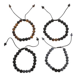 SHOWERORO Men's Woven Bracelet Set of 4 8mm Plelelith Jewelry for Unisex Chic String Bangle