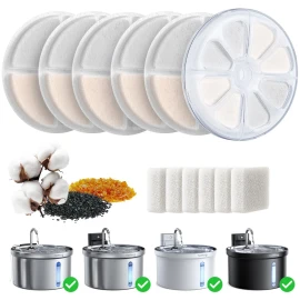 Feelneedy 6 Pack Cat Water Fountain Filter & 6 Pack Pump Filter Sponges Replacement for