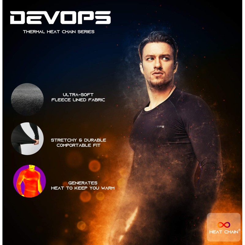 DEVOPS - Ropa interior térmica para hombre con forro polar,