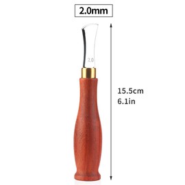 UOOU Leather Edge Creaser,2.0mm Professional Leather Tool,Edge Creaser Stainless Steel Red Wood Handle Tool for Beginners DIY Leather Craft