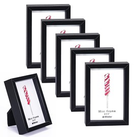 Winlor Small Picture Frames, Mini Size Baby Photo Frame, 2x3'', Set of 6, For Tabletop Home Decor, Polaroid Picture Frame with Soft Magnet, Cute Refrigerator Magnets, Black