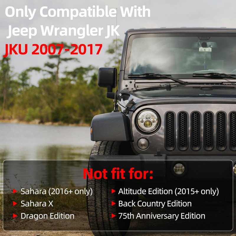 AggAuto Grille Inserts Compatible With Jeep Wrangler JK JKU 2007