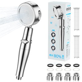 Shower Head, Micro Nano Bubble, Increased Pressure, 80% Water Saving, 3 Stage Modes, Hand Stop, 360° Adjustment, Chlorine Removal, Ultra Fine Water Flow, Water Flow Adjustment, High Cleaning Power,