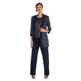R&M Richards Women's Luxe Knit Pant Set, Navy, 6
