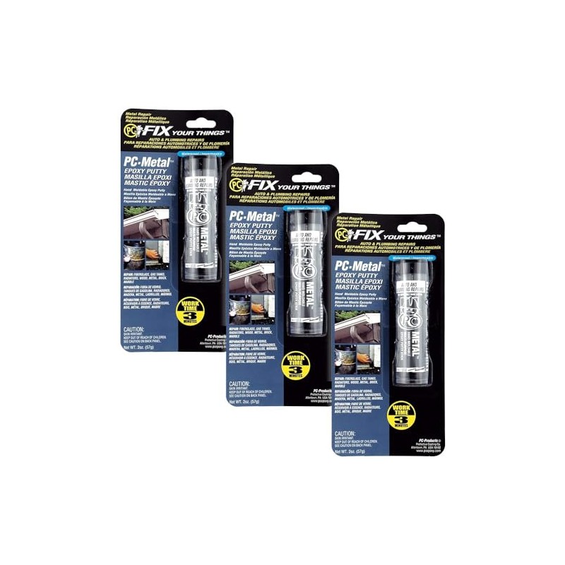 PC Products PC-Metal Epoxy Putty, 2 oz Stick, 3-Pack, Dark