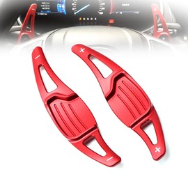 HIBEYO Sports Replacement for Ford Mondeo Lincoln MKZ Taurus Edge Shift Paddle CNC Billet Steering Wheel Paddle Shifter Extension Shifter Trim Cover Interior Decoration Alloy Red