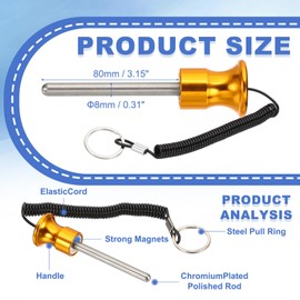 PATIKIL Weight Stack Pin, 5/16" Dia Magnetic Gym Selector Pin 3-1/8" Length Universal Weight Stack Replacement with Pull Rope for Home Commercial Gym Club Gold