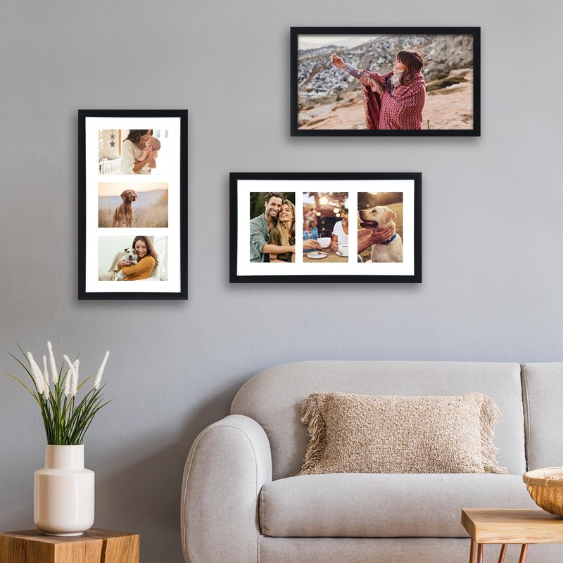 Fixwal 8x14 Collage Picture Frame with Three Openings for Displaying