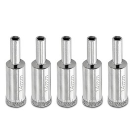 Luomorgo 5Pcs 14mm/9/16 inch Diamond Hole Saw, 1.1 inch Cutting Depth Diamond Diamond Drill Bits for Glass Ceramic Marble Porcelain Tile Granite Quartz Gemstone