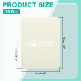 PATIKIL 50Pcs Wedding Place Cards, Laser Cut Rose Table Place Card Folded Tent Card Name Cards for Table Setting Wedding Reception Buffet, Beige