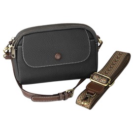 F.ZH Women's Shoulder Bag, Crossbody Bag, Lightweight, Genuine Leather, Mini Bag, Women's Bag, Soft Leather, 3 Zipper Pockets, 2 Adjustable Shoulder Straps, Small, Large Capacity, Stylish, Casual,