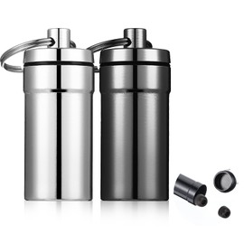 2Pcs Loops Ear Plug Case, Portable Metal Earplug Case Keychain, Travel Ear Plug Holder, Waterproof Loops Earbuds Storage Container for Outdoor Jewelry Pill Organizer (Black, Silver)