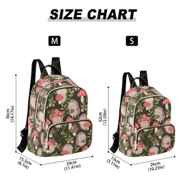 Mnsruu Cute Baby Hedgehog Mushrooms Backpack Women Laides Rucksack School Bags Lightweight Shoulder Bag Daypack for Womens, Ladies & Girls M