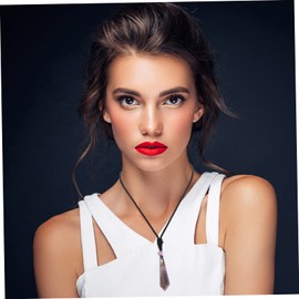 Beavorty 2pcs Unique Design Crystal Pendant Necklace Natural Crystal Jewelry for Women Girls Choker Necklace Smooth Touch