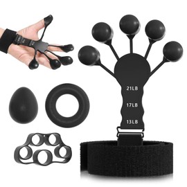 XAGYL Grip Strength Trainer Set(4 Pack), Ajustable Hand Grip Strengthener & Forearm Excerciser with Gripster, Grip Ring, Relief Ball and Finger Exerciser, Workout Equipment Perfact for Injury Recover and Finger Strength