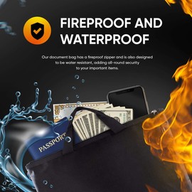 WILSTOCK Fireproof Document Bag - A4 Size Solid Silica fibreglass + Aluminium foil fibreglass - Fireproof Money Bag, Safe Storage Pouch, Fire Safe Document Holder, Easy to Carry in an Emergency