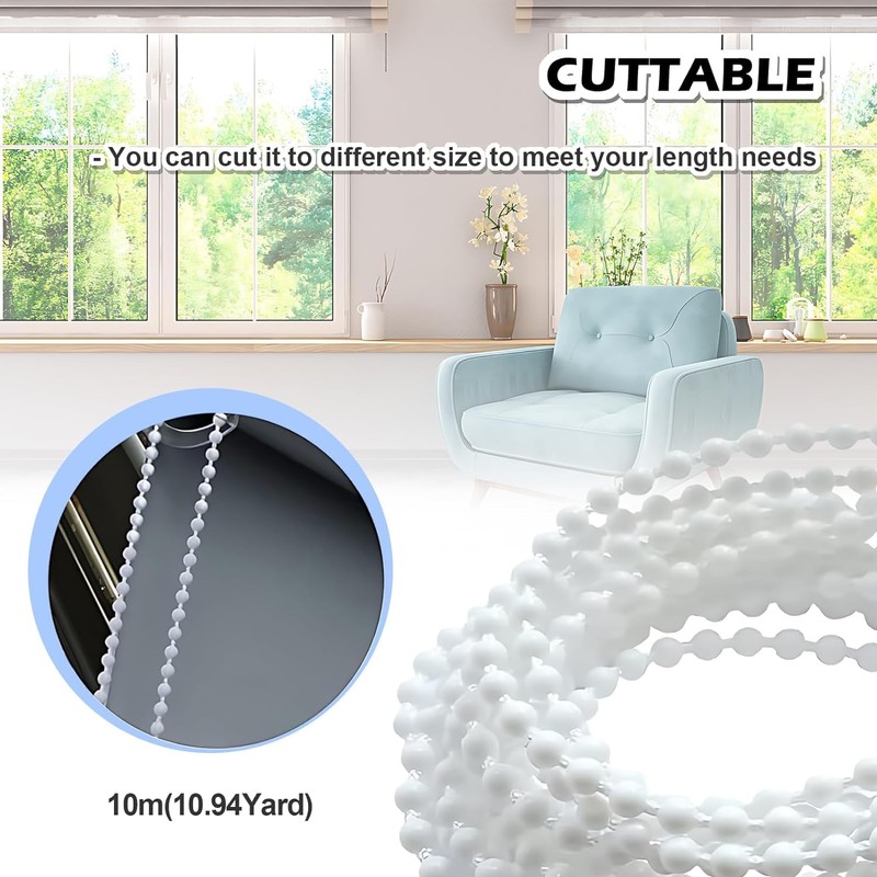 10 Meters (10.94 Yards) Bead Chain, Blinds Vertical Blind Bottom