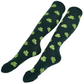 BaHoki Essentials St. Patrick's Day Socks - Knee High Irish Green - Shamrock and Clover Socks