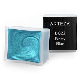 Arteza Metallic Watercolor Paint, Frosty Blue A717, Set of 2 Half Pans, Pearl Paint, Vibrant and Pearlescent Hues, For Illustrations, Calligraphy, Painting