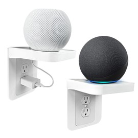 Outlet Shelf, Wall Outlet Shelf, White Outlet Shelf with Cord Storage, Standard Vertical Duplex Wall Shelf Organizer for Bathroom Decor Smart Home Space Saving Power Tools, Toothbrush (2 Pack)