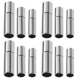 SING F LTD 30pcs Cord End Caps 3mm 4mm 6mm Copper Push Tube Clasps Bracelet End Clasp Jewelry Making Finding for Leather Rope Bracelet Necklace Silver