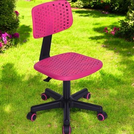 Homy Casa 1-Pack Pink Desk Chair, Ergonomic Design, Plastic Construction, Space-Saving for Kids' Rooms, Lightweight and Adjustable Seating, Fun Star Pattern (Pink,Set of 1)