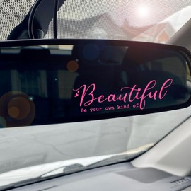 Set 3Pcs Be Your Own Kind of Beautiful Rearview Mirror Decal Self Love Affirmation Car Decals Water Bottle Laptop Window Sticker Vinyl Waterproof 4x1.1 Inches Decal New Car Accessories for Mom Dad