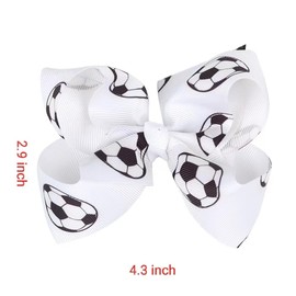 Soccer Hair Accessories, Soccer Hair Bows, Soccer Ball Bow，Soccer Ribbon Bow Hair Clips ，bows Hair Accessories for girls.A (Flower color)