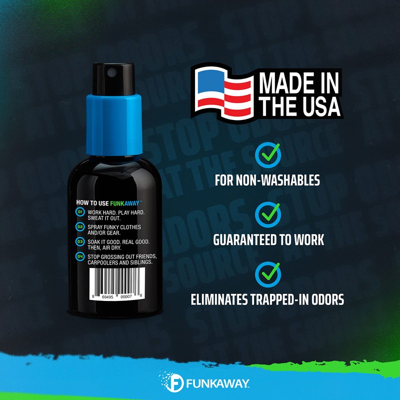 FunkAway Odor Eliminator Spray for Shoes, Clothes and Gear (Non-aerosol),