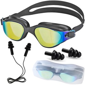3 Pack Anti Fog UV Swim Goggles with Ear Plugs for Adults Youth