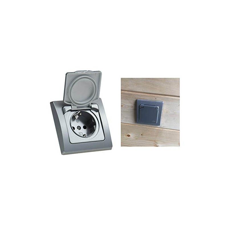DELPHI Socket IP44 with Protection Lid Flush-Mounted Wet Room Rubber
