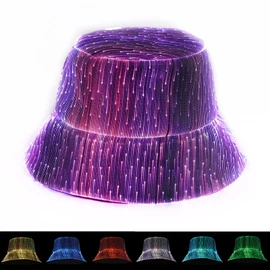 lumisonata LED Bucket Hat, Rave Bucket Hat 7 Colors, Light up Hat Rave Accessory, Neon Flashing Festival Gear, Futuristic Crazy Hats for Men and Women Party Hats
