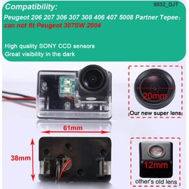 New 20mm Lens HD Color Waterproof Night Vision Car license plate light Rear View Camera for Peugeot 206/207/306/307/308/406/407/5008 Partner Tepee