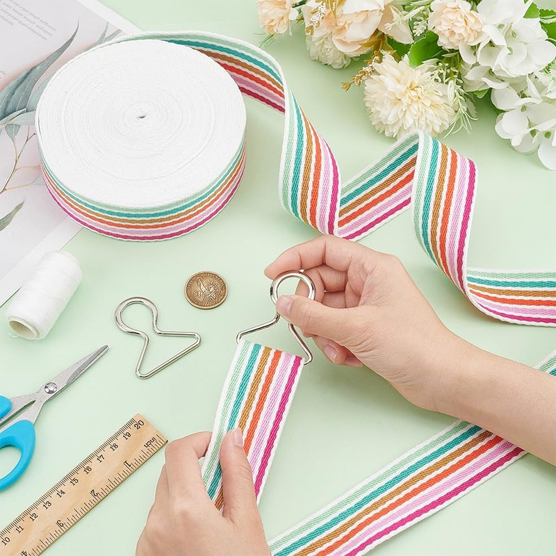 BENECREAT 10 Yards Rainbow Striped Ribbon, 1-1/2 inch(38mm) Wide Polycotton