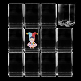 Clear Display Case Design 12PCS Single Display Case Cabinet Stand Free Standing Lockable Showcase for Mini Pop Figures Collectibles Mini Toys Gemstone Figures Collectibles (12 PCS Single Case)