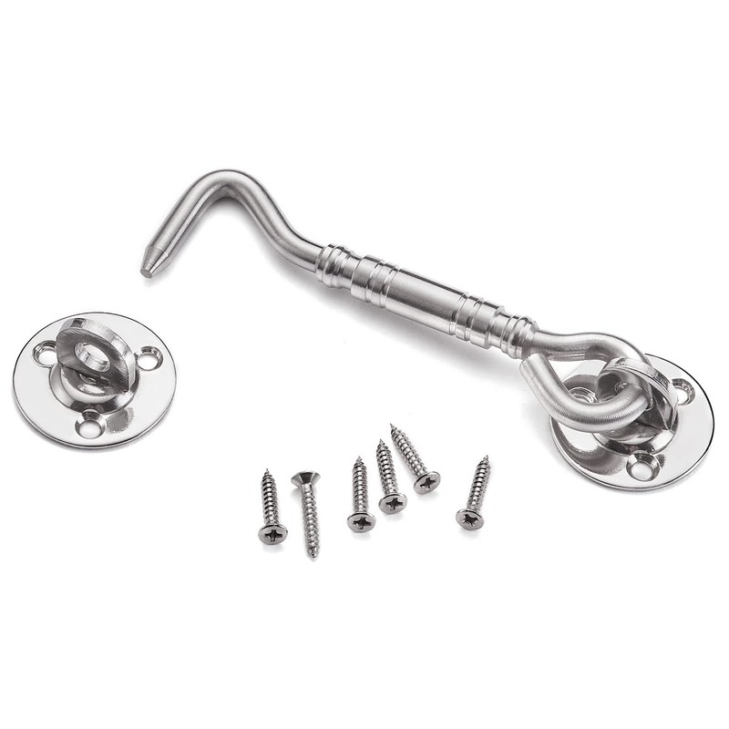 2 Packs Brushed Nickel 4”Hook and Eye Gate Door Latch,Solid