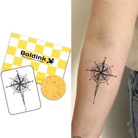 Boldink Temporary Tattoos, semi permanent tattoos, 15-day long lasting tattoo sticker, waterproof and anti-reflective, unique design（Star Compass）