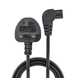 LINDY 0.5 m UK 3 Pin Plug to Right Angled IEC C7 Mains Power Cable - Black