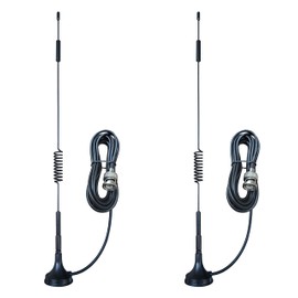 Dixingtek 2pcs 10ft HF VHF UHF Magnetic Base BNC Male Amateur Radio Antenna Compatible with Police Scanner Two Way Mobile Scanner IoT Spring Antenna
