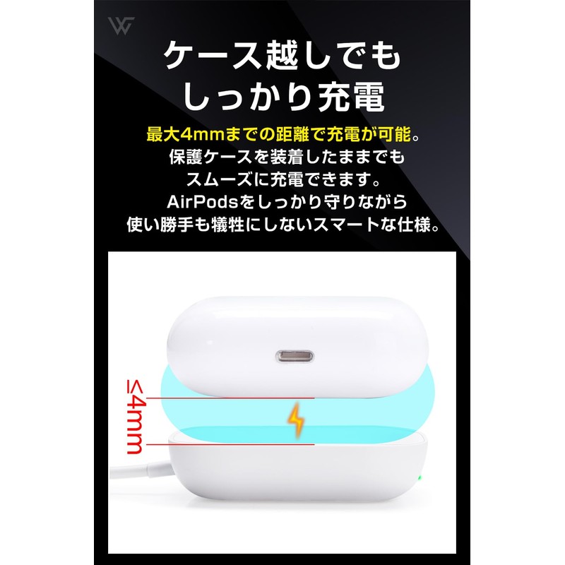 WORLD GADGETS Charger, Compatible with AirPods Pro 2, Wireless, Japanese